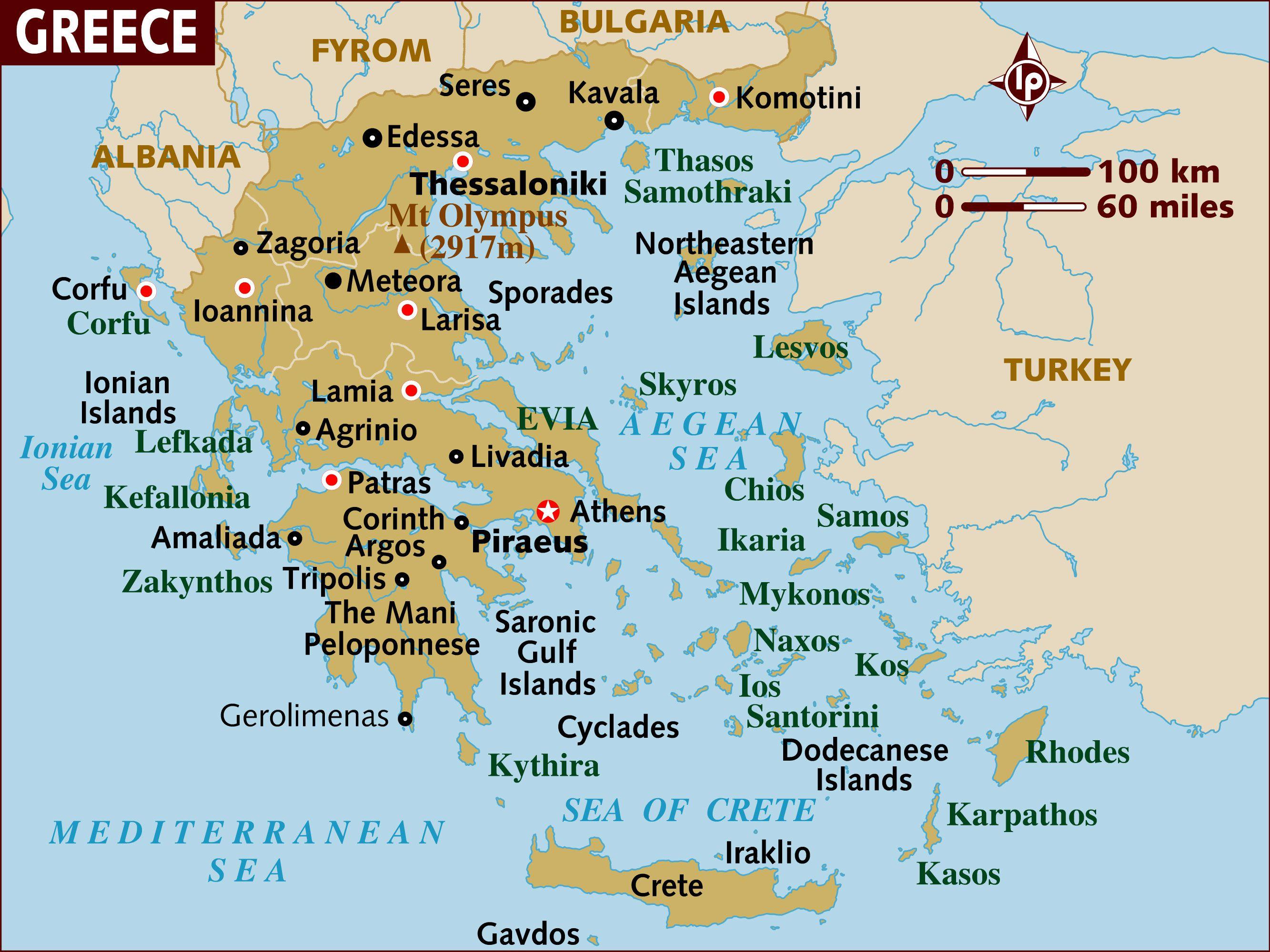 karta grcke santorini Kontinentalnoj Grčkoj   karta Grčke (Južna Europa   Europa) karta grcke santorini