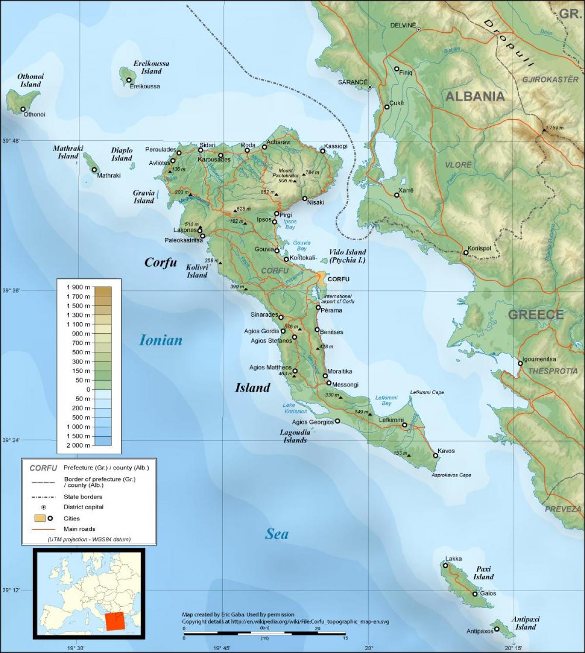 krf karta Krf karta Grčke kartica Krf u Grčkoj (Južna Europa   Europa) krf karta