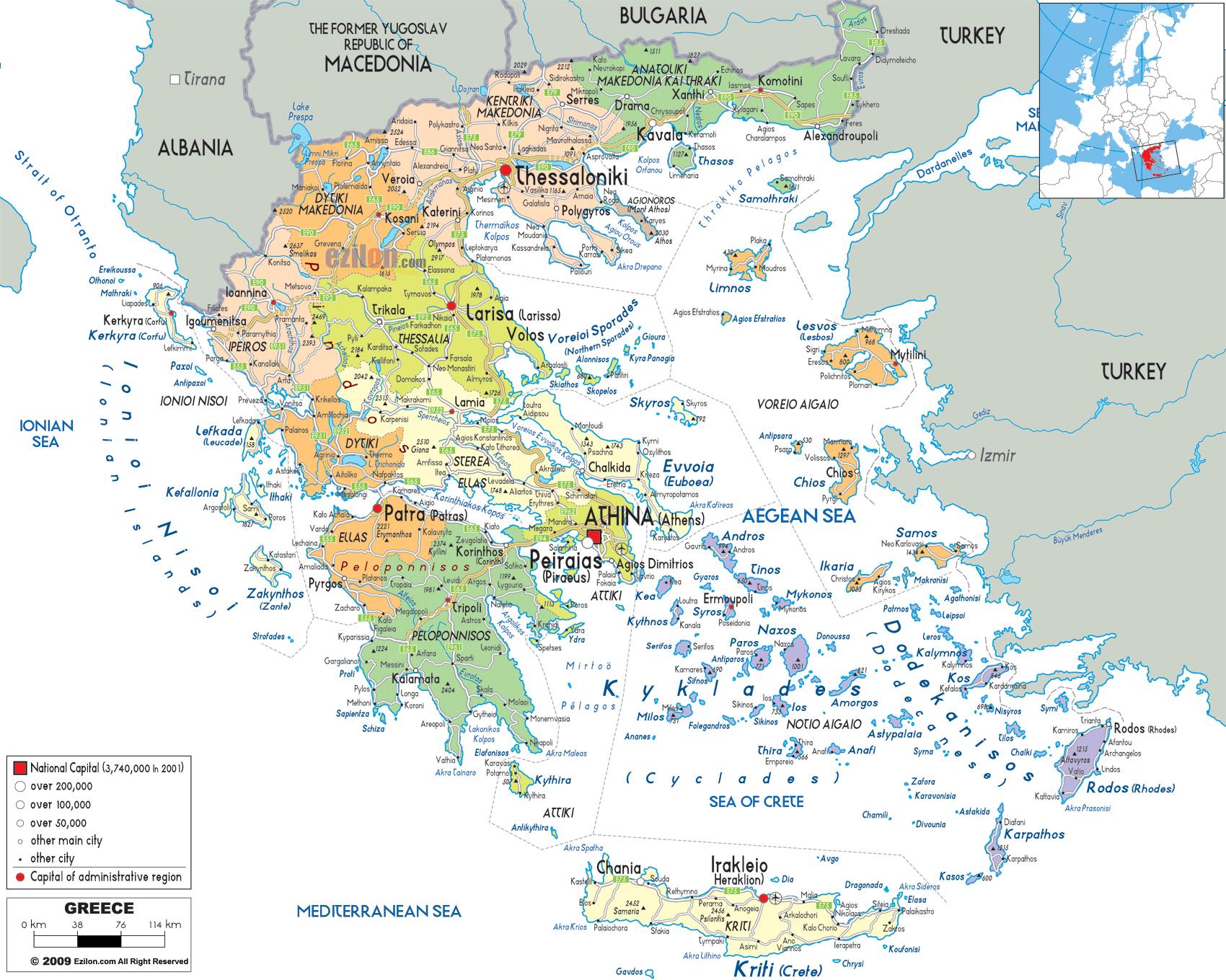 karta gradova Grčka karta grada   karta Grčke sa gradovima (Južna Europa   Europa) karta gradova