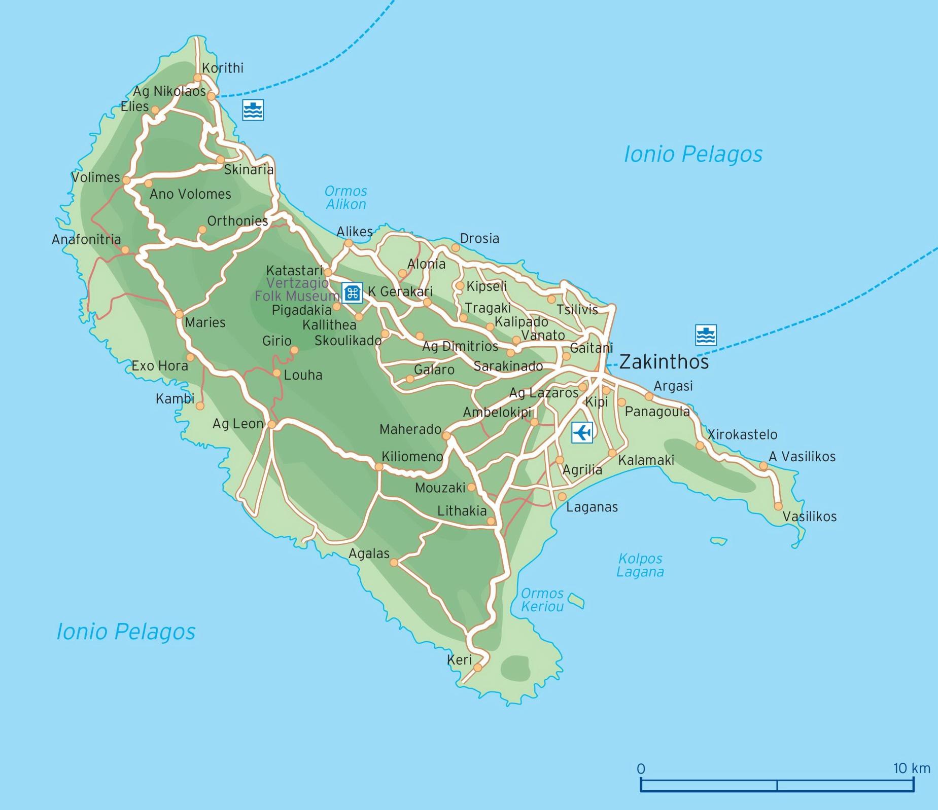zakintos karta Zakintos Grčka kartica   kartu grčkog otoka Занте (Južna Europa  zakintos karta