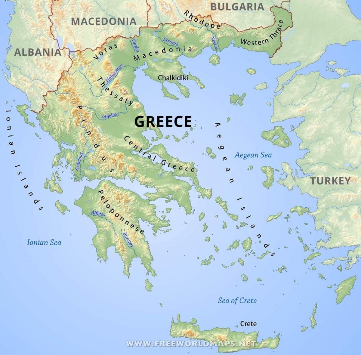 Planine U Gr Koj Karta Gr Ke Planine Ju Na Europa Europa   Planine Grčka Kartica 